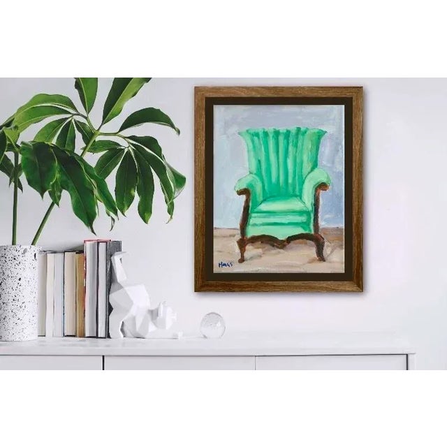 "Green Chair" Contemporary Still Life Original Oil Painting on Canvas by Lisa Haas For Sale - Image 9 of 12