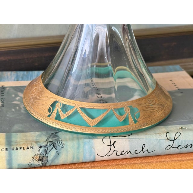 Metal Early 20th Century Blown Glass Candlestick Lamp With Gold Gilt Base - Rewired For Sale - Image 7 of 11