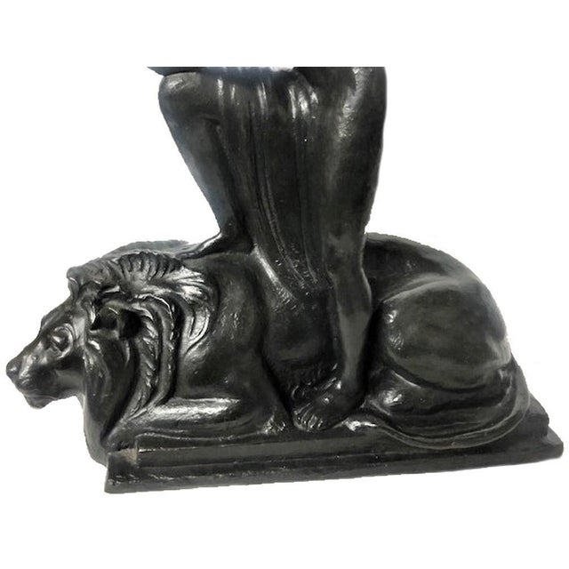 Metal Ernst Seger, David and Lion, German Art Deco Patinated Bronze Sculpture, c. 1920 For Sale - Image 7 of 11