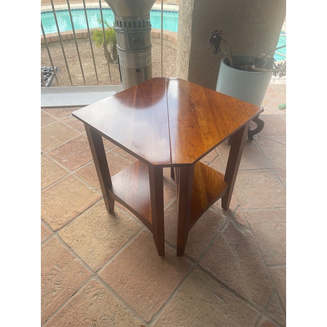 Ethan Allen Mission Style Solid Cherry Ethan Allen American Impressions Corner Tables – Pair For Sale - Image 4 of 8
