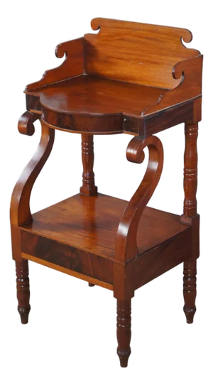 Antique American Empire Flame Mahogany 2 Tier Washstand Side Table 38"