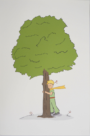 Antoine De Saint-Exupery, Le Petit Prince et son arbre, Lithograph
