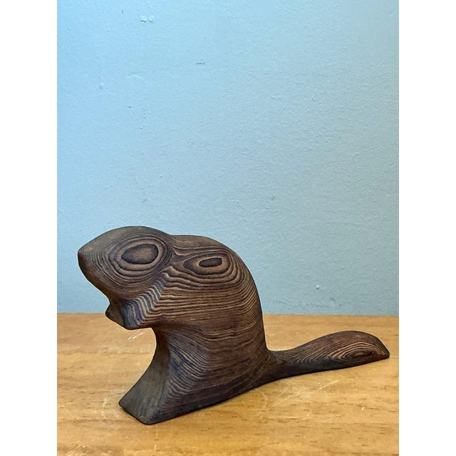 Vintage Carved Wood Beaver Sculpture For Sale - Image 15 of 16