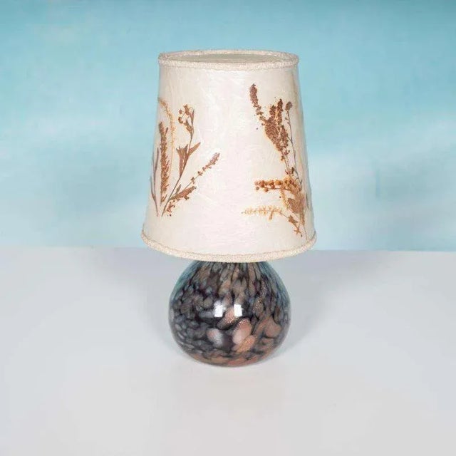 Scandinavian Japandi Style Table Lamp in Glass with Leaves Decor For Sale - Image 3 of 5