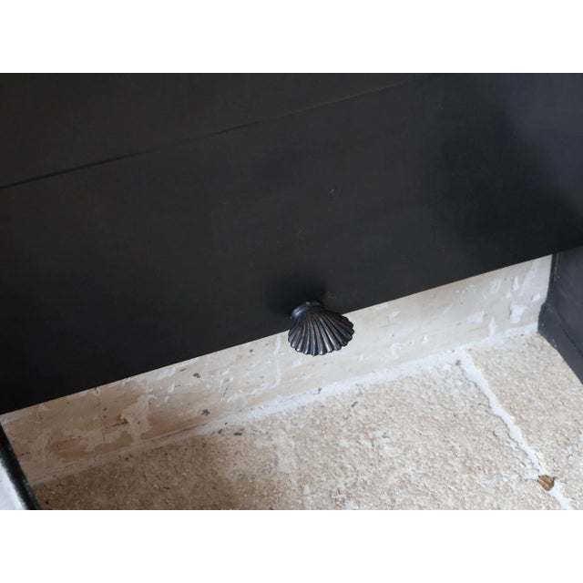 Paint Antique Enameled Fireplace Insert with Floral Motif and Scallop Handle, 1890s For Sale - Image 7 of 11