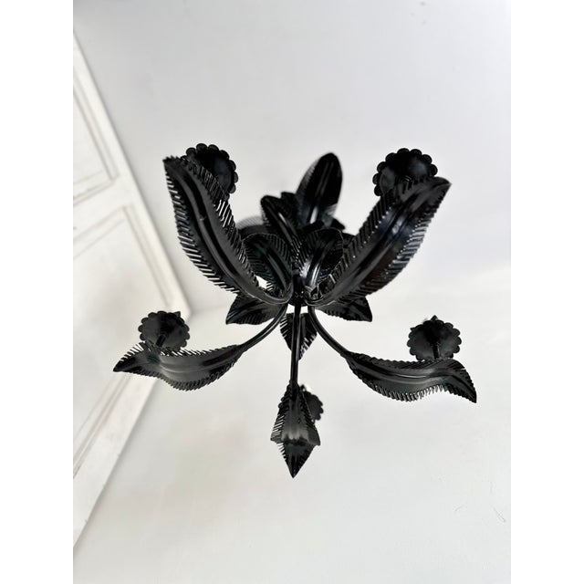 Metal Vintage French Black Tole Chandelier, 1960s For Sale - Image 7 of 18