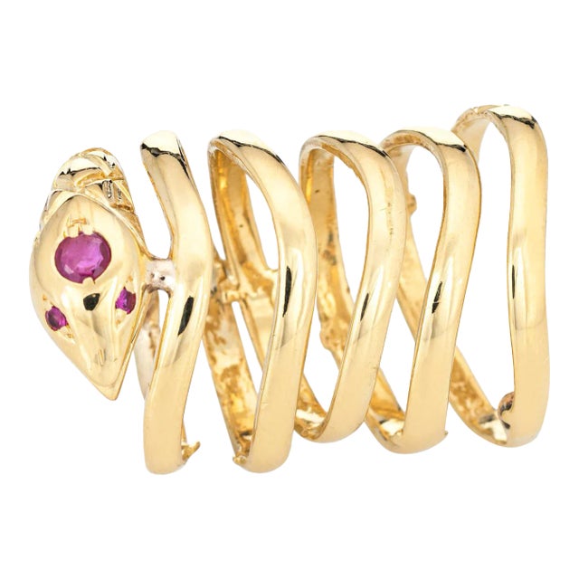 Snake Wrap Ring 6 Bands Vintage 18k Yellow Gold 5 Serpent Fine Estate Jewellery size 5 For Sale