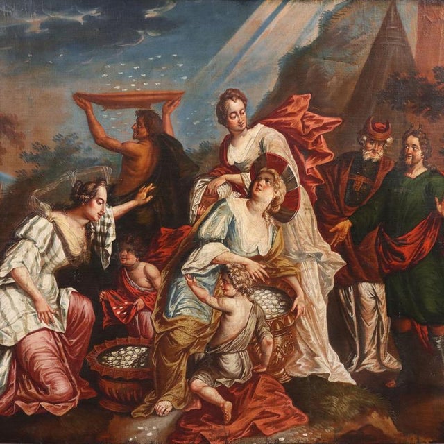 The Gathering of Manna, 1600s, Oil on Canvas For Sale - Image 3 of 15
