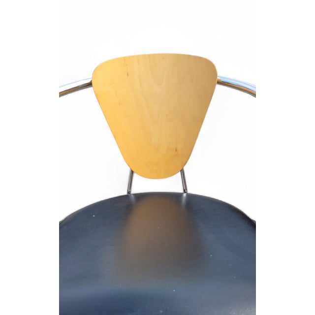Black Italian Postmodern Chrome, Bentwood and Black Leather Dining Chairs from Effezeta, 1980s, Set of 4 For Sale - Image 8 of 18