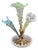 French Hand Blown Uranium Glass Three Trumpet Epergne, 1900 For Sale