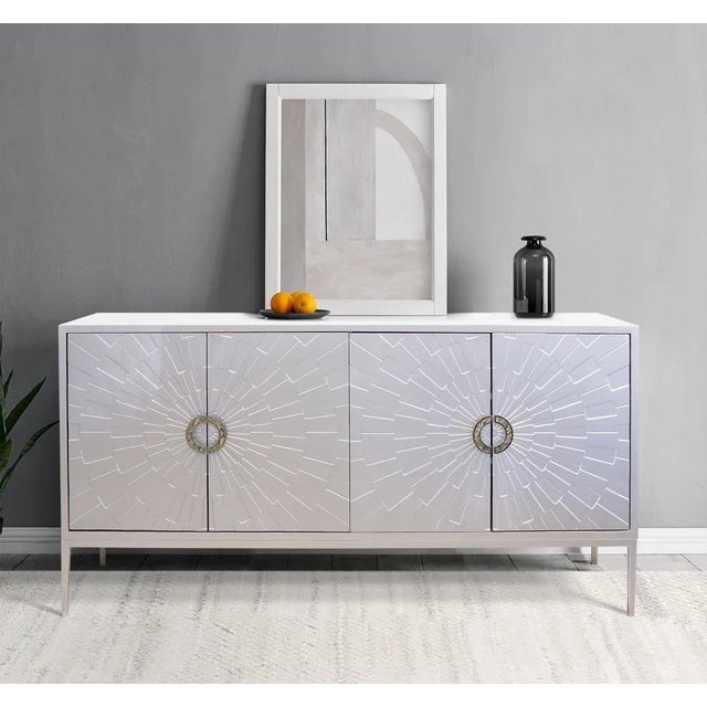 Pasargad Home Luna Sideboard with Silver Metal Frame For Sale - Image 11 of 12