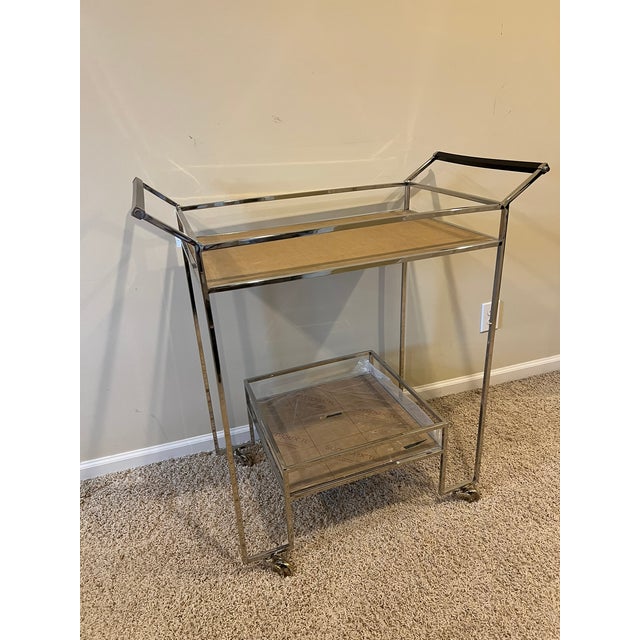 Naya Polished Chrome Bar Cart With Smoke Acrylic Shelves For Sale - Image 11 of 18
