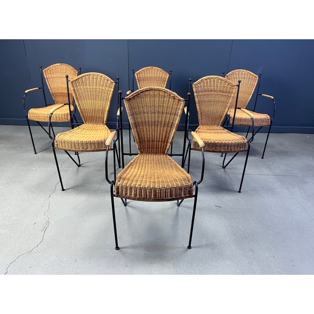 1960s Wicker Chairs by Frederick Weinberg, 1960s, Set of 6 For Sale - Image 5 of 9