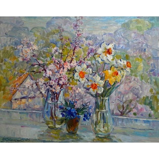 Oil Painting Morning Light and Petals Ivan Kovalenko For Sale