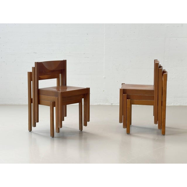Mid-Century Minimalist Stackable Wooden Chair For Sale - Image 14 of 14