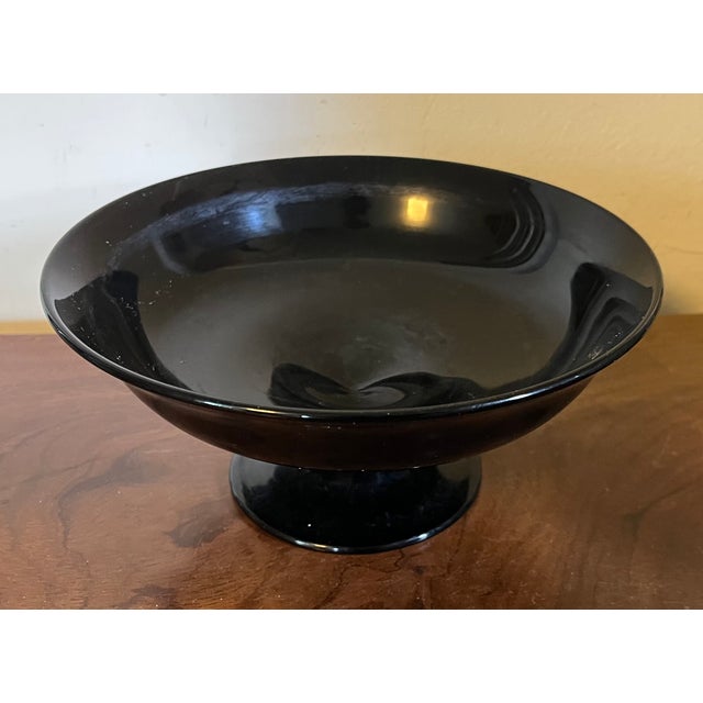 Antique Early 20th Century Black Amethyst Glass Footed Fruit Bowl or Centerpiece Tazza For Sale - Image 11 of 12