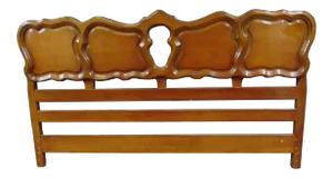 Louis XV Style Cherry Scalloped Panel King Size Headboard