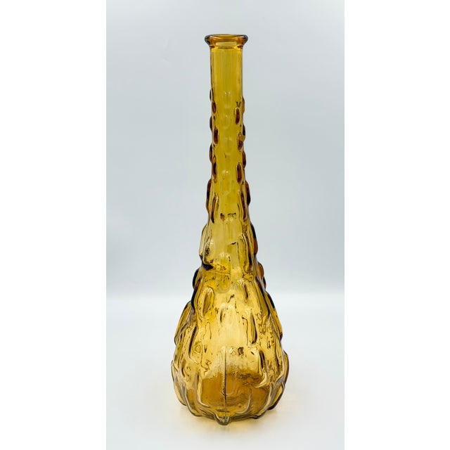 Italian Vintage Italian Empoli Amber Glass Decanter Genie Bottle Bud Vase No Stopper For Sale - Image 3 of 8