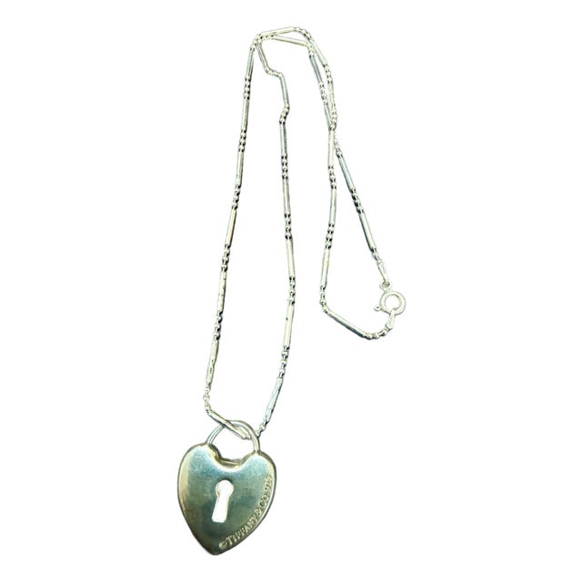 Tiffany & Co. Sterling Silver Heart Lock Tag Charm Necklace For Sale