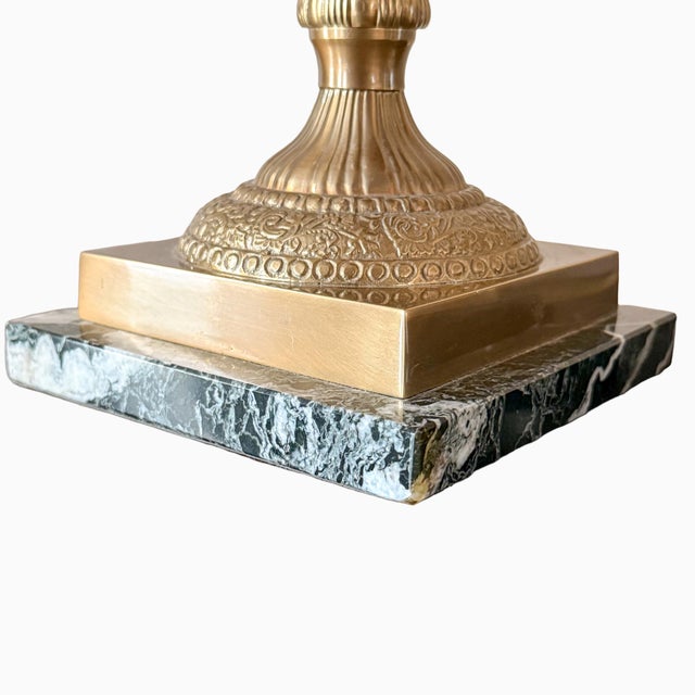 Brass 1980s Frederick Cooper Brass Swan Motif Table Lamps, Neoclassical Style (No Shades) - a Pair For Sale - Image 8 of 10