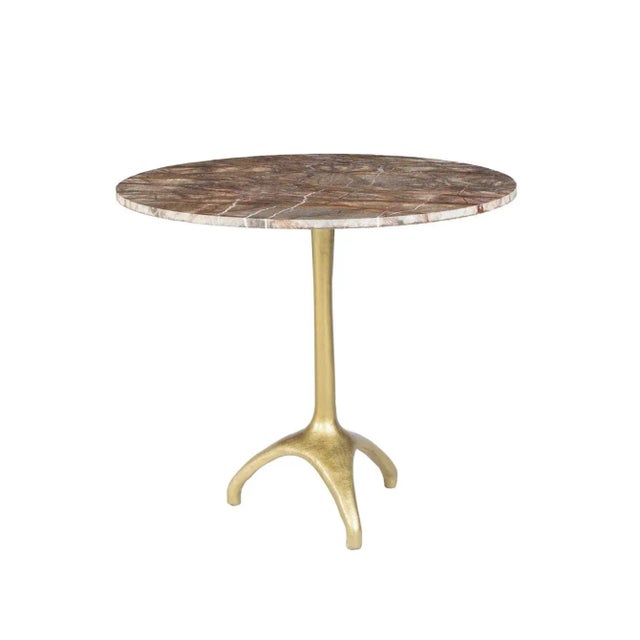 Not Yet Made - Made To Order Matthew Izzo Sierra Cafe Dining Table Brass and Marble For Sale - Image 5 of 5