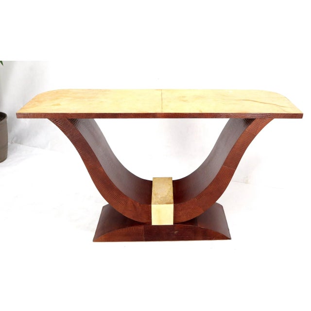 Mid 20th Century Parchment & Skin Snake Wrapped Console Sofa Table For Sale - Image 5 of 13