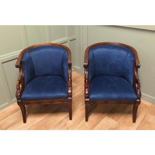 Victorian Upholstered Tub Chairs with Swans, Set of 2 For Sale - Image 4 of 9