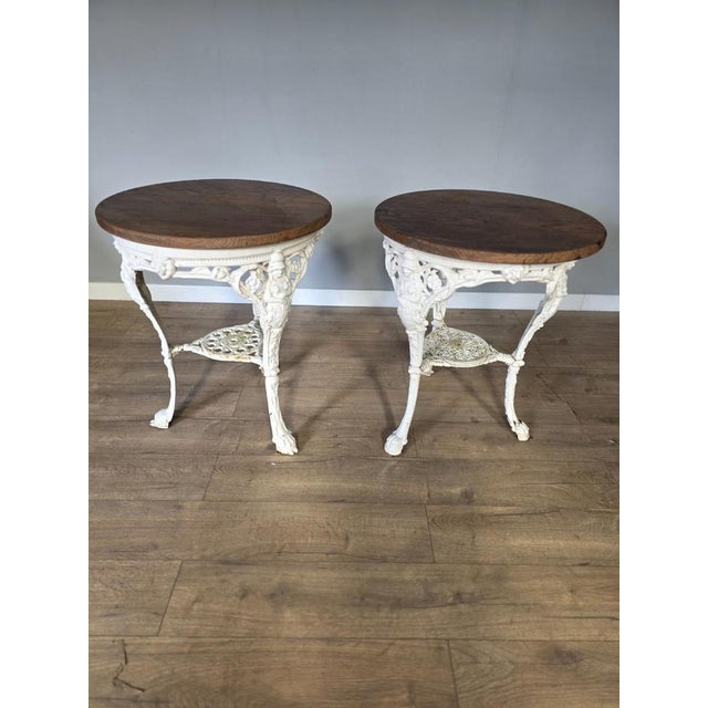 Victorian Britannia Pub Tables in Cast Iron with Oak Tops, Set of 2 For Sale - Image 11 of 11