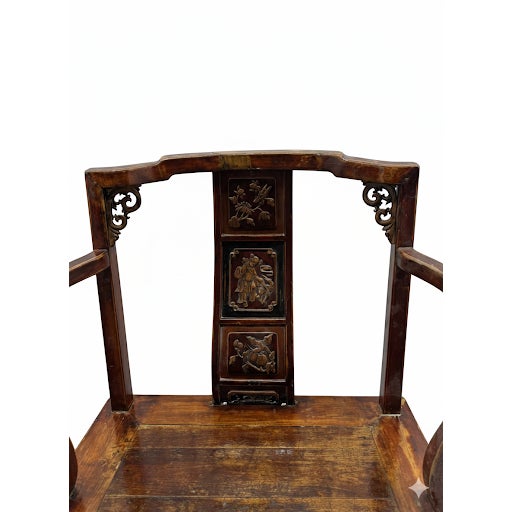 Traditional Chinese Horseshoe-Back Armchairs and Tea Table For Sale In Tampa - Image 6 of 8