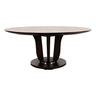 Barbara Barry for Baker Furniture Modern Art Deco Mahogany Pedestal Dining Table, Newly Refinished For Sale