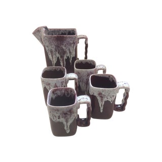 Mid-Century Gonder Frosted Glaze Pottery Set For Sale