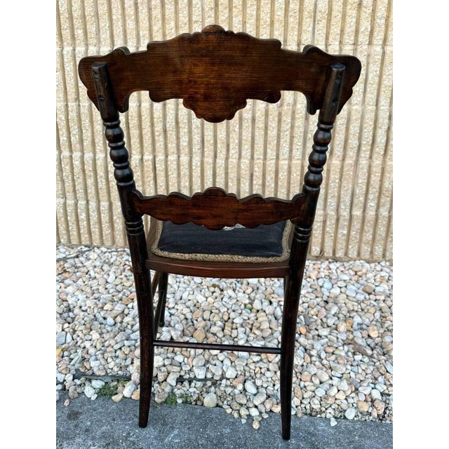 Antique Victorian Style Floral Decorated Grain Painted Side Chair For Sale - Image 12 of 15