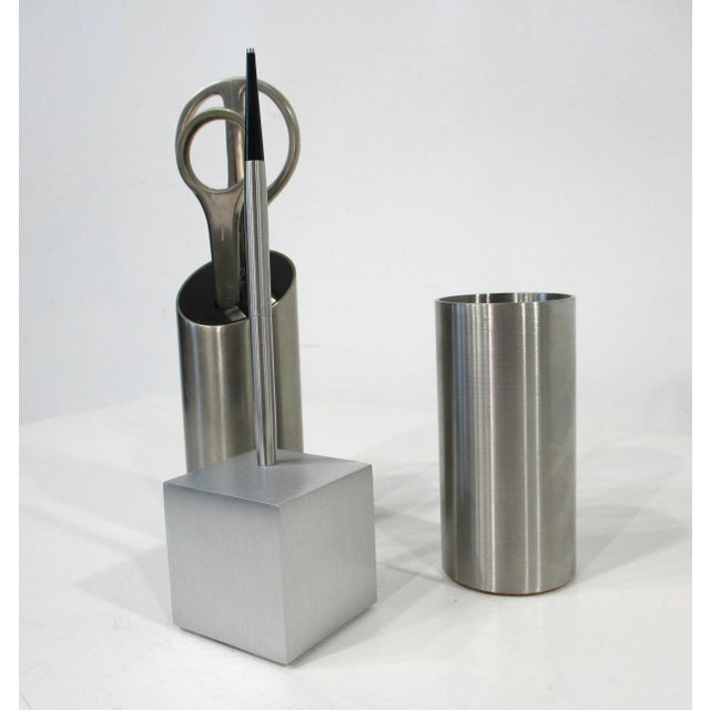 Mid Century Stainless Aluminum 3 Pc. Desk Set For Sale - Image 9 of 9