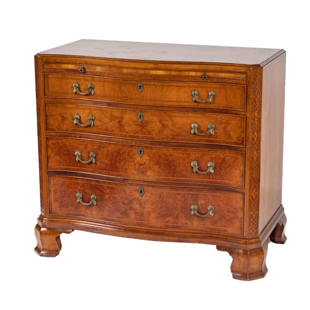 Vintage Chippendale-Style Serpentine Chest with Hidden Writing Drawer, c. 1940s This elegant early-1940s Chippendale-style...