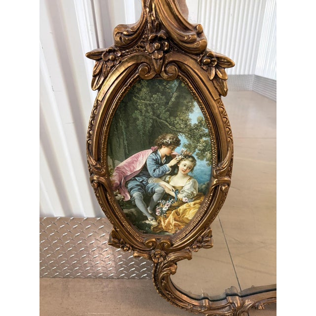 Vintage 72 1/2 Wide Rococo Lover's Mirror For Sale - Image 4 of 4