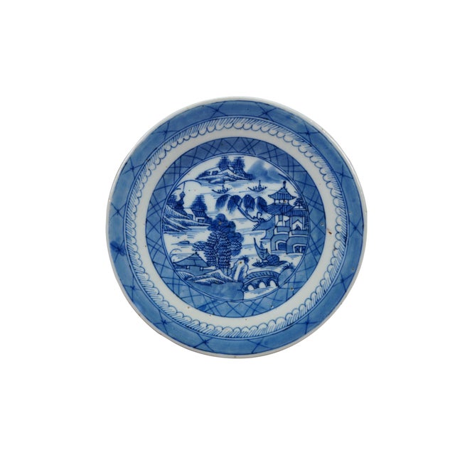 Fifteen antique mid to early 19th century Chinese Canton blue and white porcelain bread and butter or dessert plates....