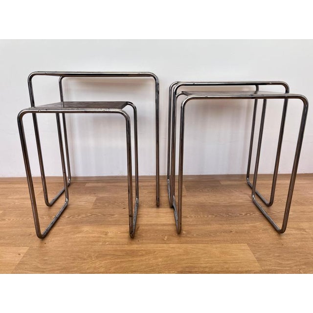 Bauhaus Chrome B9 Nesting Tables attributed to Jindrich Halabala, 1930, Set of 4 For Sale - Image 10 of 12