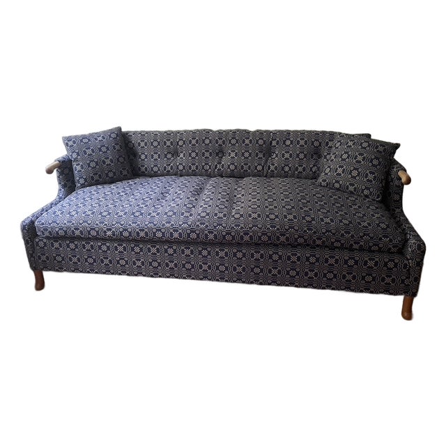 Blue Patterned BDDW Sofa For Sale