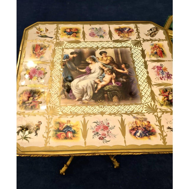 French French Style Coffee Table With Cherub Artwork, Bronze Accents For Sale - Image 3 of 8