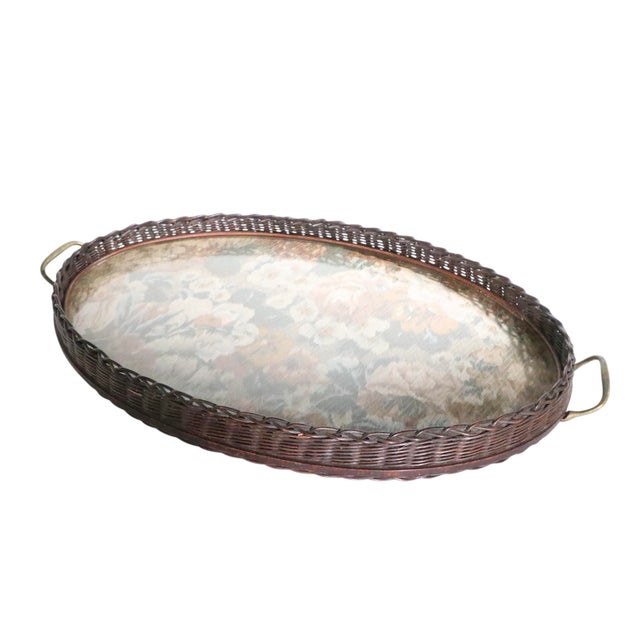 Wood Victorian Wicker Serving Tray For Sale - Image 7 of 17