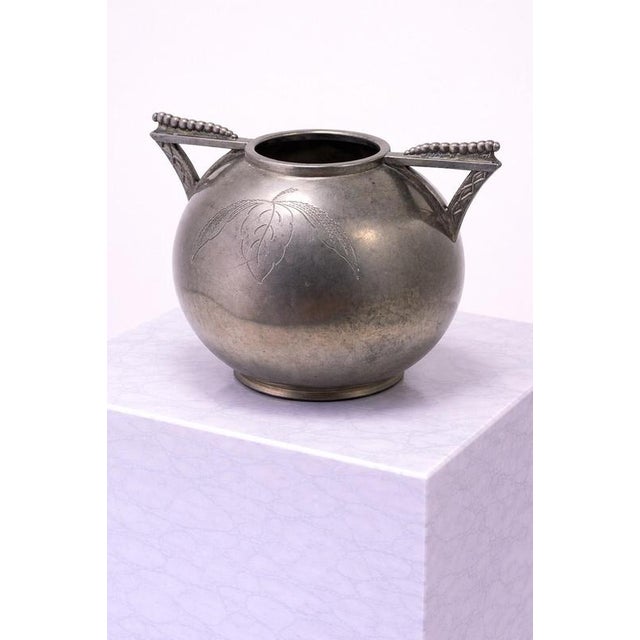 Swedish Art Deco Pewter Vase attributed to Lundin & Lundberg, 1930s For Sale - Image 6 of 8