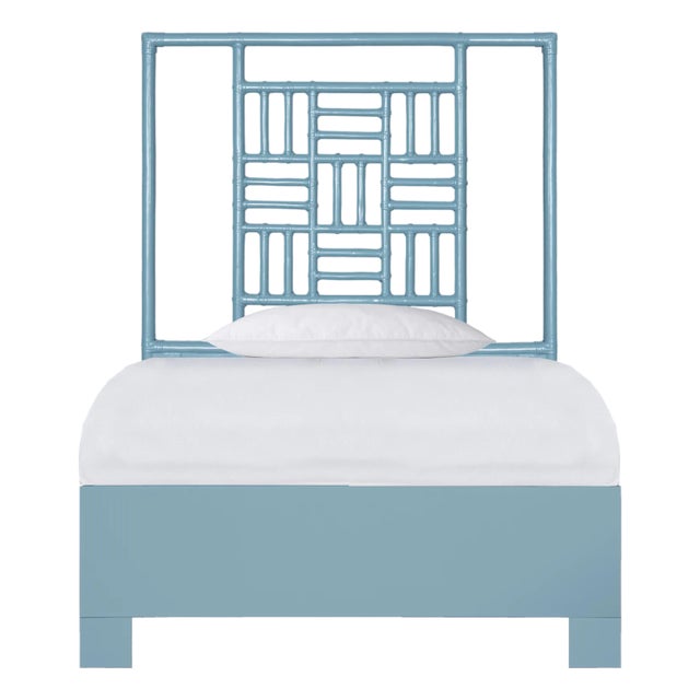 Finn Platform Bed Twin Extra Long - Pool Blue For Sale