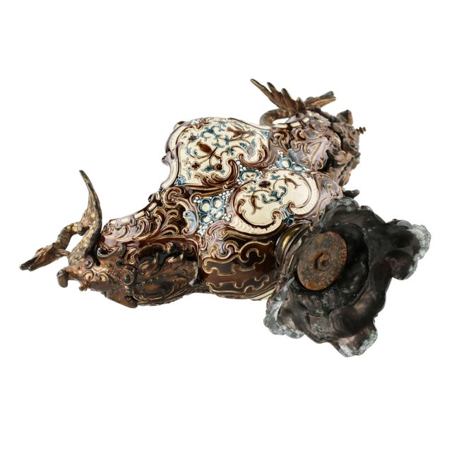 Majolica Jardinière with Griffins For Sale - Image 6 of 7