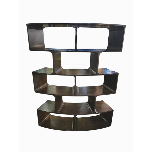 Bold, sculptural, and unmistakably postmodern, this Curved Bookcase Étagère is a striking statement piece for any...