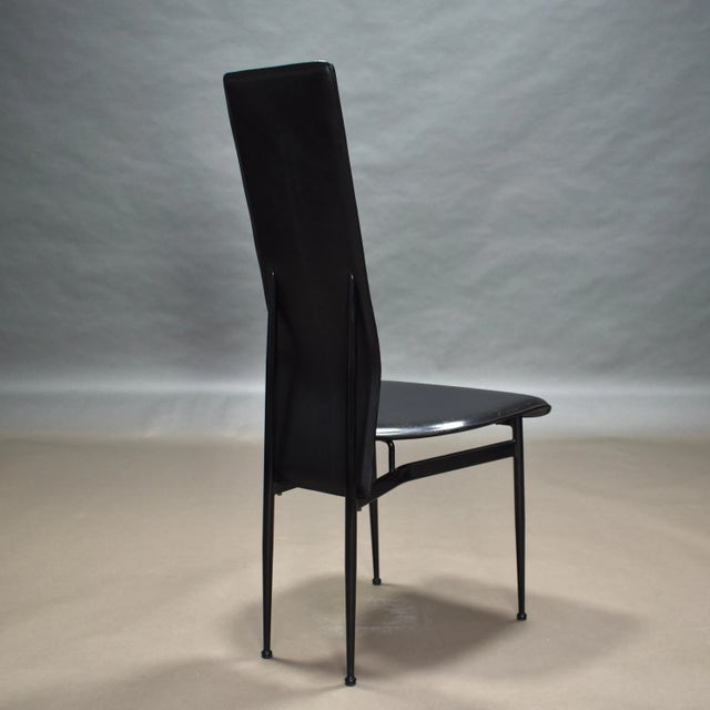 Dining Chairs in Black Leather by Giancarlo Vegni & Gualtierotti for Fasem, Italy, 1980s, Set of 6 For Sale - Image 12 of 18