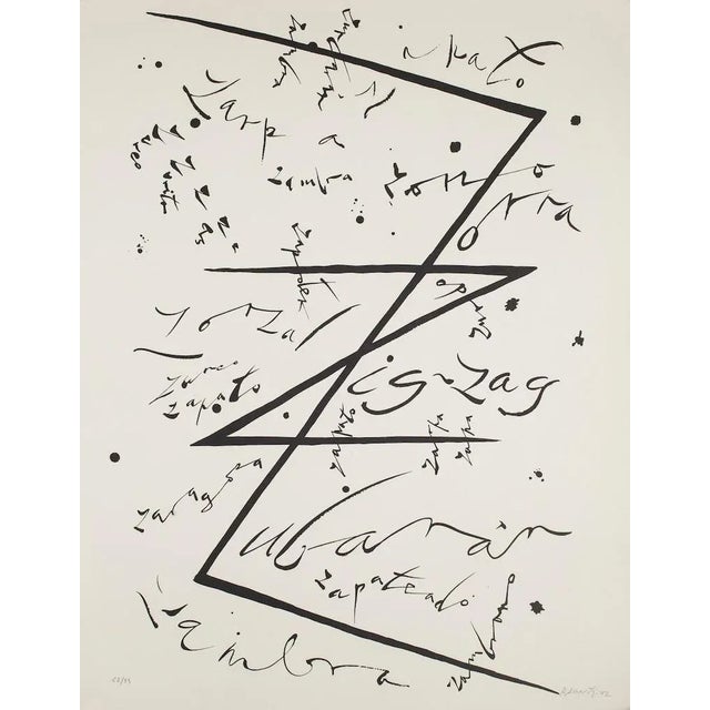Letter Z by Rafael Alberti, from Alphabet series, is an original lithograph, realized by Rafael Alberti in 1972. Hand-...