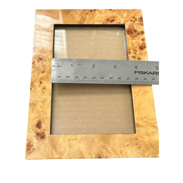 Burlwood and Black Lacquer Picture Frame With Velvet Back– 5.5" X 7" for 4" X 6" Photo | Organic Modern / Coastal Regency For Sale - Image 10 of 11