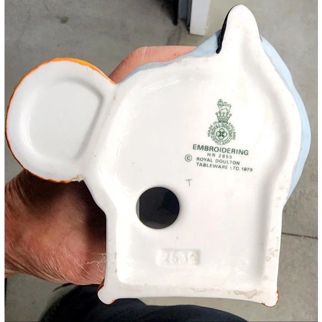 Royal Doulton English "Embroidering" Fine Porcelain Figurine For Sale - Image 12 of 13