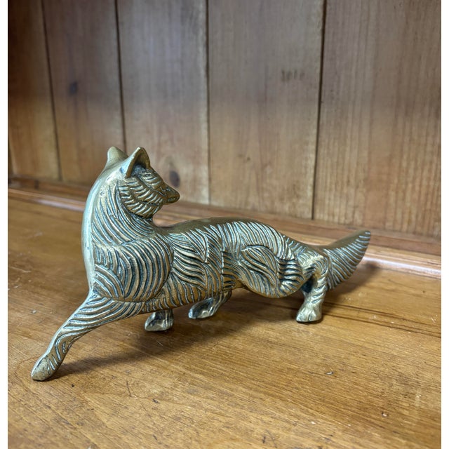 English Vintage Brass Fox Figure For Sale - Image 3 of 5