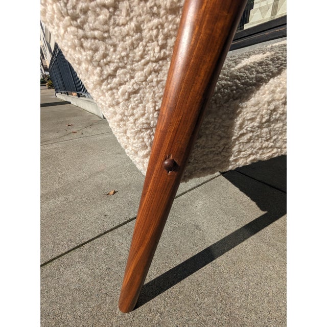 1960s Westnofa Scoop Lounge Chair in Cream Bouclé, 1970s Scandinavian Modern For Sale - Image 5 of 9